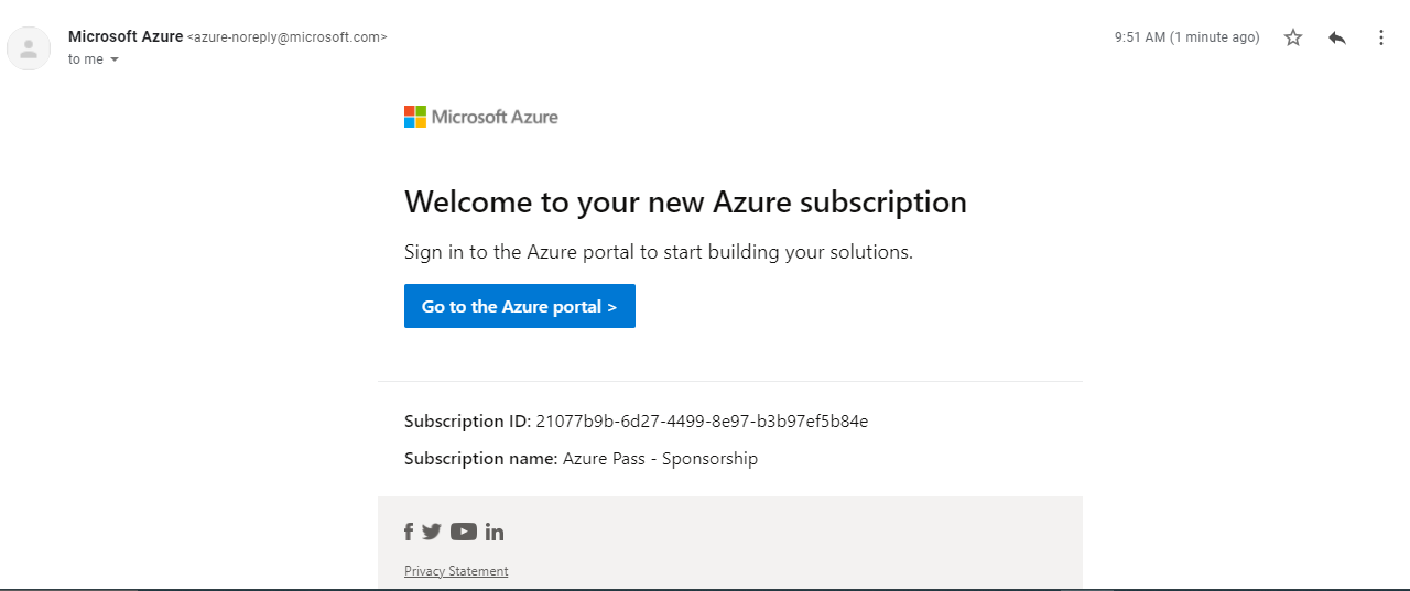 Sample Email showing that subscription is ready